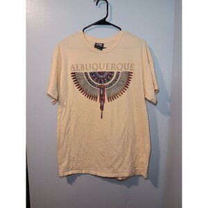 Albuquerque Vintage Native American Sportex Textured T-Shirt Mens Large Yellow